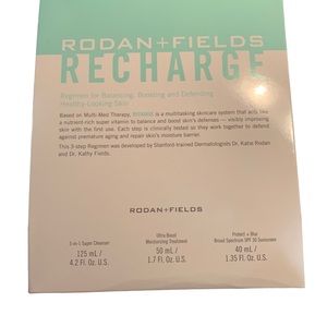 3 step Recharge Skincare Regimen by Rodan+Fields used to improve tired dull dry